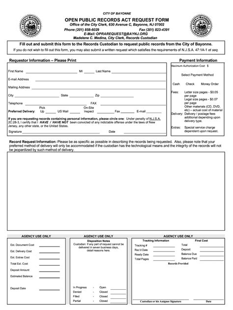 OPEN PUBLIC RECORDS ACT REQUEST FORM .